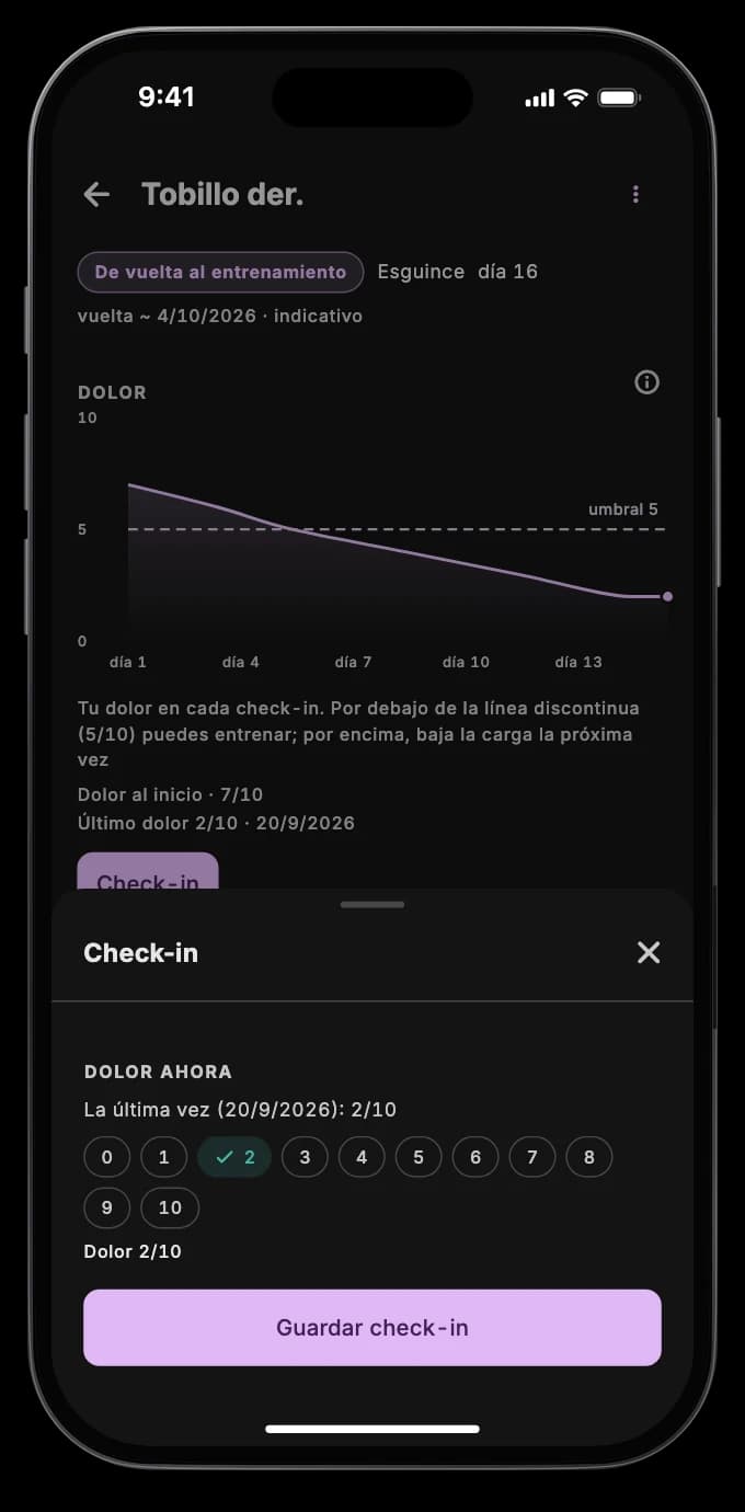 La app del paciente con el check-in de la mañana y las etapas de la recuperación