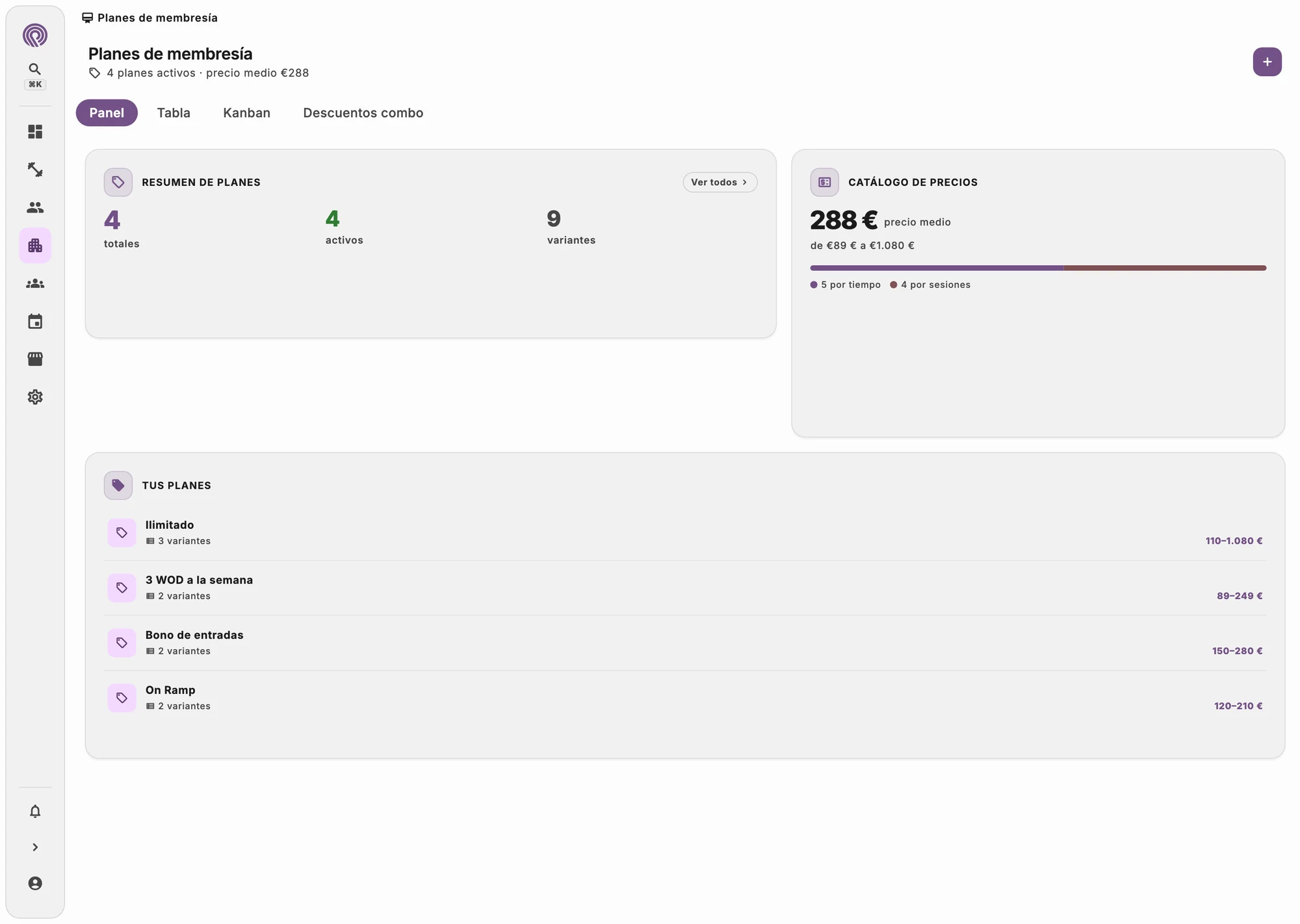 Lista de suscripciones con vencimientos y pagos atrasados